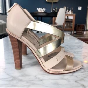 Coach Champagne Leather Block Heels